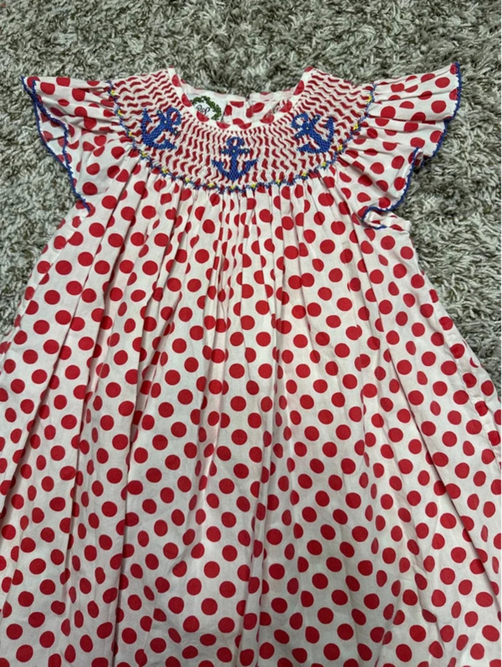 Cecil and Lou 2t Smocked 100% Cotton Anchor Girly Polka Dot Swing Dress